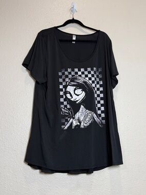 Lularoe Black White Checkered Classic T Shirt Top Nightmare Before Christmas 3X
